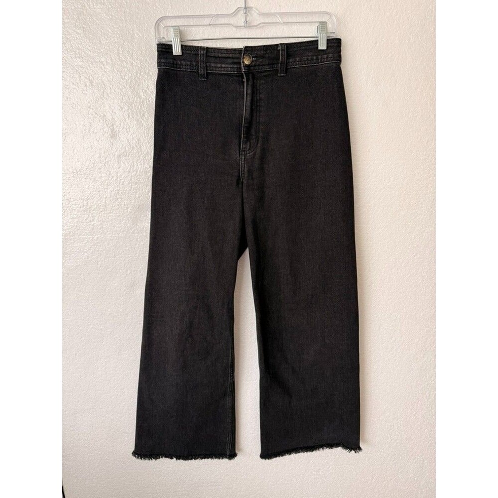Billabong Free Fall Wide Leg Jeans Women's 28 Black Raw Hem Coastal Denim Skater
